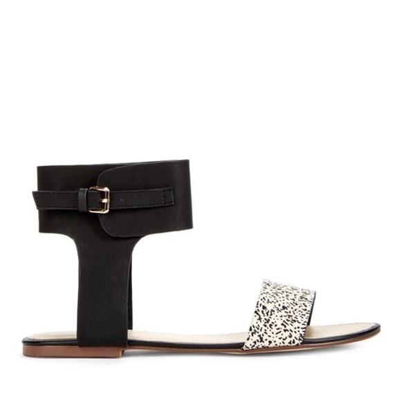 JUST Fab black‎ and animal print gladiator sandals - Picture 2 of 9